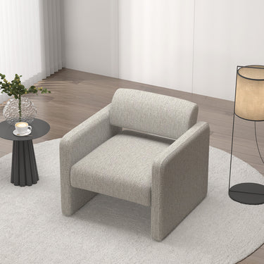 Beige stripe single sofa chair, upholstered comfortable chair with armrests, for dining room/bedroom/living room/reception - Beige stripe (30.9"*30.51"*30.11")MUTUKISPACE