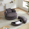 52' Swivel Accent Barrel Modern Grey Sofa Lounge Club Big Round Chair with Storage Ottoman chenille Fabric for Living Room Hotel with 4 PillowsMUTUKISPACE
