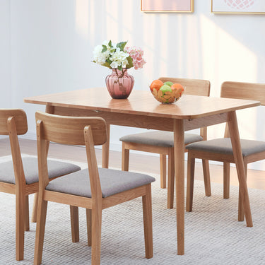Natural solid oak round corner diagonal leg telescopic table 47.2" - 63", for 6 - 8 people to meet Dining table wood (light color)MUTUKISPACE
