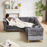 81.5 - Inch Chenille Corner Sofa , L - Shaped Sectional Couch, 5 - Seater Corner Sofas with 3 Cushions for Living Room, Bedroom, Apartment, OfficeMUTUKISPACE