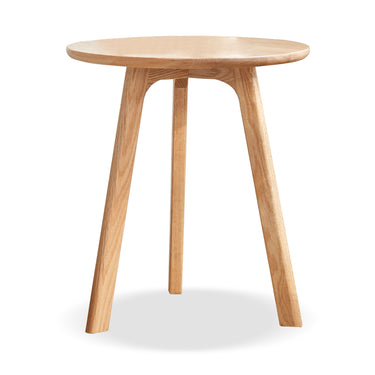 Round End Table - Small End Table Side Table Coffee Table Bedside Table Night Stand for Living Room Bedroom & Balcony, Natural Solid Oak Wood Easy to AssembleMUTUKISPACE