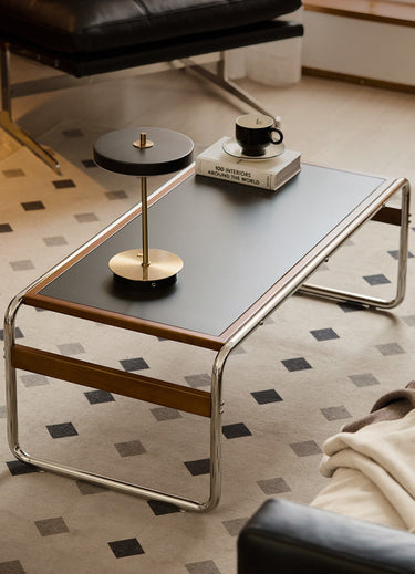 Retro Coffee Table Side Table Stainless Steel Rectangular Sintered Stone mu - lycj - ctableMUTUKISPACE