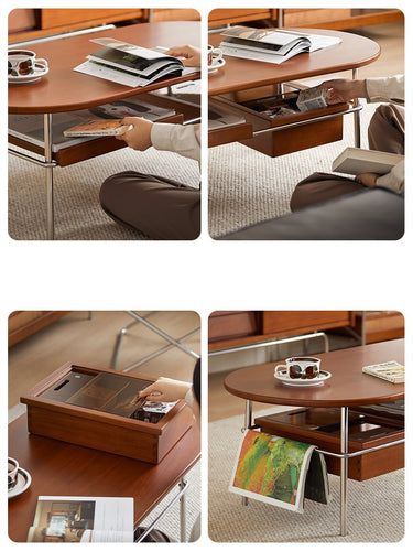 Vintage Solid Wood Coffee Table Small Living Room mu - njcj - ctableMUTUKISPACE