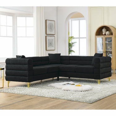 81.5 - Inch Oversized Corner Sofa, L - Shaped Sectional Couch, 5 - Seater Corner Sofas with 3 Cushions for Living Room, Bedroom, Apartment, OfficeMUTUKISPACE