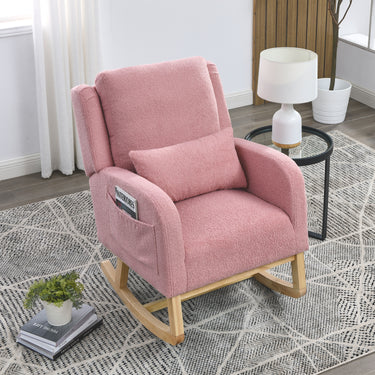 Welike 27.5 "W Modern Accent High Back Living Room Casual Armchair Rocker with One Lumbar Pillow, Two Side Pockets,Teddy.MUTUKISPACE