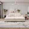 Modern Convertible Corduroy Sleeper Sofa with Lounge Chair, Oversized Beige Sofa for Living RoomMUTUKISPACE