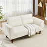 Convertible Futon Sofa Bed, Comfy Loveseat Sleeper Sofa with Adjustable Armrest, Strengthen Wood, Thick Padded Cushion, Small 2 Seater Couch for Living Room, Bedroom, BeigeMUTUKISPACE