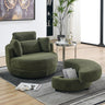 39"W Oversized Swivel Chair with moon storage ottoman for Living Room, Modern Accent Round Loveseat Circle Swivel Barrel Chairs for Bedroom Cuddle Sofa Chair Lounger Armchair, 4 Pillows, Teddy FabricMUTUKISPACE