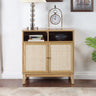 Buffet Cabinet with Storage,Storage Cabinet with Natural Rattan Decorated Doors,Rattan Cabinet with Adjustable Shelf,Sideboard for Living Room,Kitchen,Hallway,2 doors, storage, NaturalMUTUKISPACE