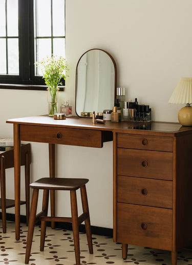 Solid Wood Vanity Vintage Small Desk with Storage Cabinet mu - rcszt - dresserMUTUKISPACE