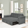 Corduroy Tufted Upholstered Sleeper Sectional Sofa, L - Shaped Modular Convertible Sofa with Storage Chaise, Pull Out Sleep Couch Bed and Reclining Backrest Perfect for Living Space,GreyMUTUKISPACE