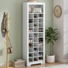 Modern 30 - Cubby Shoe Storage Cabinet, Freestanding Tall White Organizer for Hallway or Bedroom, Contemporary Shoe Console with Ample CapacityMUTUKISPACE