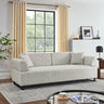 Linen Fabric 3 Seat Sofa with Two End Tables and Two Pillows, Removable Back and Armrest, Morden Style Upholstered 3 - Seat Couch for Living RoomMUTUKISPACE