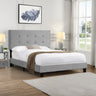 Full Size Upholstered Platform Bed Frame with pull point Tufted Headboard, Strong Wood Slat Support, Mattress Foundation, No Box Spring Needed, Easy Assembly, GrayMUTUKISPACE