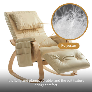 MASSAGE Comfortable Relax Rocking Chair Cream WhiteMUTUKISPACE