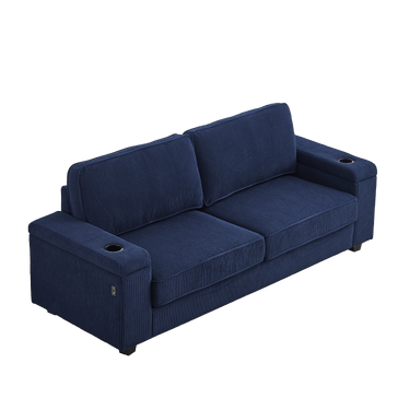 86.5 inch Sofa Couch - Deep Seat Sofa with two storage spaces, T - Pyce Charging Ports , USB Charging Ports & 2 Cup ,Corduroy 3 Seater Couch, Modern Sofas for Living RoomMUTUKISPACE
