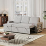 85.8" Pull Out Sleeper Sofa L - Shaped Couch Convertible Sofa Bed with Storage Chaise And Storage Racks,With USB Port And T - pyce PortMUTUKISPACE