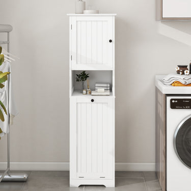 One - Compartment One - Door Tilt - Out Laundry Sorter Cabinet - WhiteMUTUKISPACE