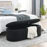 Welike Length 45.5 inchesStorage Ottoman Bench Upholstered Fabric Storage Bench End of Bed Stool with Safety Hinge for Bedroom, Living Room, Entryway, Black teddy.MUTUKISPACE