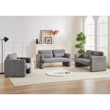 Two 60"Corduroy Fabric Sofa with 33" Single Sofa, Modern Sofa with Support Pillow, for Apartment, Office, Living Room & BedroomMUTUKISPACE