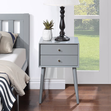 Wood Nightstand with 2 - Drawers,Side Table Bedroom Storage Drawer Bedside End Table,Small Side End Table with Storage, GrayMUTUKISPACE