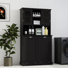 Two - Compartment Tilt - Out Dirty Laundry Basket Tall Bathroom Cabinet with 2 Adjustable Shelves - BlackMUTUKISPACE