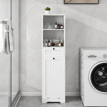 One - Compartment One - Drawer Tilt - Out Laundry Sorter Cabinet - WhiteMUTUKISPACE