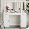47.2"Vanity Desk with Large Mirror, 3 Colour Lighting Modes, Adjustable Brightness, Dresser with 3 Drawers & 2 Vertical Cabinets, Makeup Vanity Table for Women & Girls (White)MUTUKISPACE