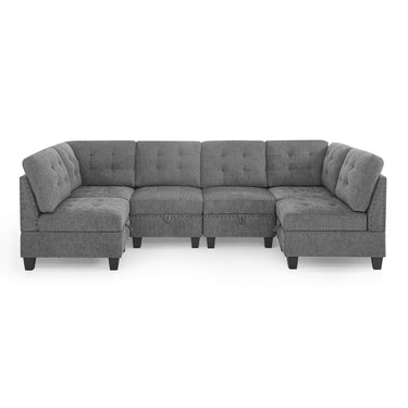 U shape Modular Sectional Sofa,DIY Combination,includes Four Single Chair and Two Corner,Grey ChenilleMUTUKISPACE