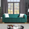 A modern channel sofa take on a traditional Chesterfield,Dark Green color,3 SeaterMUTUKISPACE