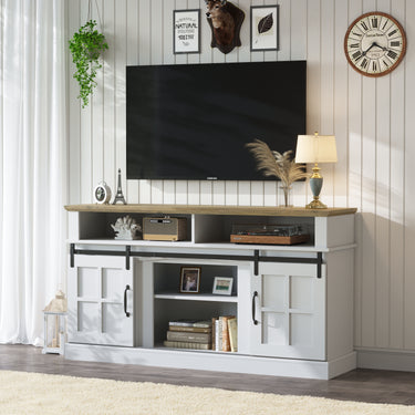 58 Inch TV Stand with Storage Cabinet and Shelves, TV Console Table Entertainment Center for Living Room,BedroomMUTUKISPACE