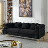 81 Inch Oversized 3 Seater Sectional Sofa, Living Room Comfort Fabric Sectional Sofe - Deep Seating Sectional Sofa, Soft Sitting with 3 Pillows for Living Room,Bedroom,Office, Black teddy(W834S00035)MUTUKISPACE