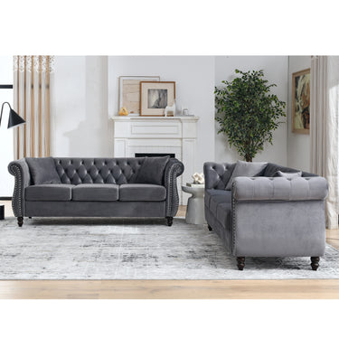 3 - seater + 3 - seater Combination sofa.Grey Velvet(W834S00062)MUTUKISPACE