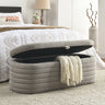 Welike Length 45.5 inchesStorage Ottoman Bench Upholstered Fabric Storage Bench End of Bed Stool with Safety Hinge for Bedroom, Living Room, Entryway, Grey teddy.MUTUKISPACE