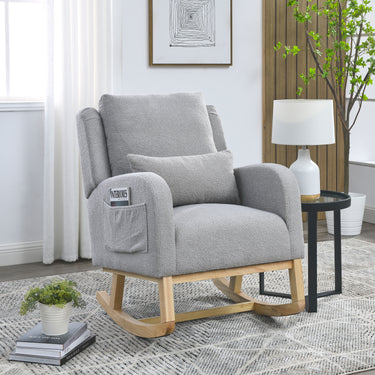 Welike 27.5 "W Modern Accent High Back Living Room Casual Armchair Rocker with One Lumbar Pillow, Two Side Pockets,Teddy.MUTUKISPACE