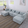 modular sofa Grayish blue chenille fabric, simple and grand, the seat and back is very soft. this is also a KNOCK DOWN sofaMUTUKISPACE