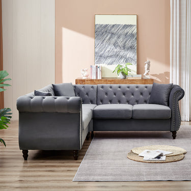 83.5 - Inch Oversized Corner Sofa, L - Shaped Sectional Couch, 5 - Seater Corner Sofas with 3 Pillows for Living Room, Bedroom, Apartment, OfficeMUTUKISPACE