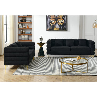 3 - seater + 2 - seater Combination sofa.BLACK teddyMUTUKISPACE