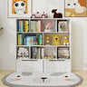 Toy Storage Organizer with 2 Movable Drawers, Multi - Functional 7 Shelf Kids Bookcase with 2 Hooks, Children Book Shelf for Kids Room, Nursery Storage Book Rack for Playroom, Classroom - WhiteMUTUKISPACE
