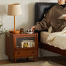 Vintage Solid Wood Nightstand Bedroom Minimalist Storage Cabinet Small Bedside Storage Unit mu - bgctg - nightstandMUTUKISPACE