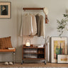 Slim Wooden Hanger Rack with Casters Compact Nordic Style mu - sjldyj - hangerMUTUKISPACE