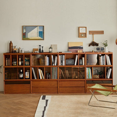 Solid Wood Combination Cabinet Multifunctional Home Display Unit TV Stand Freestanding Low Bookcase Storage Cabinet mu - mfzhg - chestMUTUKISPACE