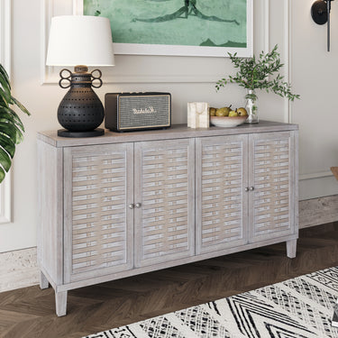 Accent Cabinet 4 Door Wooden Cabinet Sideboard Buffet Server Cabinet Storage Cabinet, for Living Room, Entryway, Hallway, Office, Kitchen and Dining Room, Natural Wood WashMUTUKISPACE