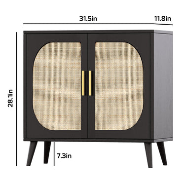 Buffet Cabinet with Storage, Accent Bathroom Floor Cabinet,with Two Doors and 4 compartments forStorage,Cabinet with Solid Wood Feet,Sideboard Cabinet for Hallway, Entry, Living Room,(Black)MUTUKISPACE