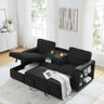 Linen Upholstered Sleeper Sectional Sofa, Shaped Modular Convertible Sofa with Storage Chaise,There are two cup holders in the middle and USB multi - interface function,Pull Out Sleep Couch Bed ,BlackMUTUKISPACE