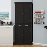 71" Kitchen Pantry Storage Cabinet , with 4 Doors, Drawer, 2 Adjustable Shelves, Freestanding Cupboard for Dining Room Living Room, Laundry - BlackMUTUKISPACE