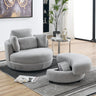 39"W Oversized Swivel Chair with moon storage ottoman for Living Room, Modern Accent Round Loveseat Circle Swivel Barrel Chairs for Bedroom Cuddle Sofa Chair Lounger Armchair, 4 Pillows, Teddy FabricMUTUKISPACE