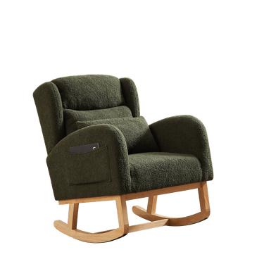 27.2"W Modern Accent High Backrest Living Room Lounge Arm Rocking Chair, Two Side PocketMUTUKISPACE
