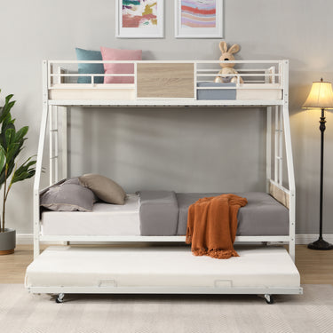Twin Over FULL Metal Bunk Bed with Trundle 2 - Side Ladder and Full - Length Guardrail, No Box Spring Needed, Large Under Bed Storage, Easy AssembleMUTUKISPACE