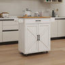 Kitchen island rolling trolley cart with Adjustable Shelves & towel rack & seasoning rack rubber wood table top - WhiteMUTUKISPACE